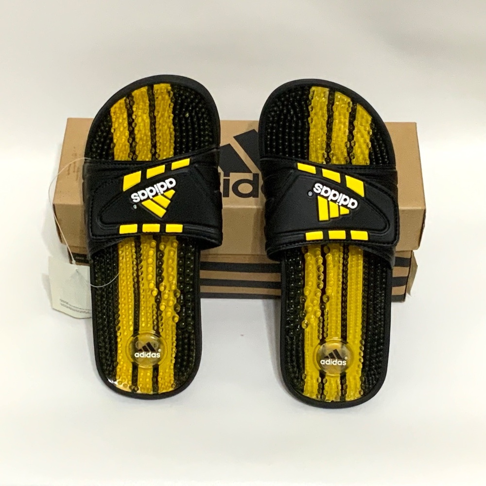 Adidas Mens Gel Slides Sandals Black And Yellow | Mens 9